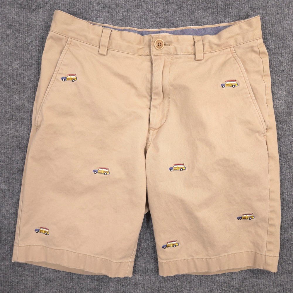 Brooks Brothers Shorts Mens 30 Khaki Chino Embroidered Station Wagon Car Surf